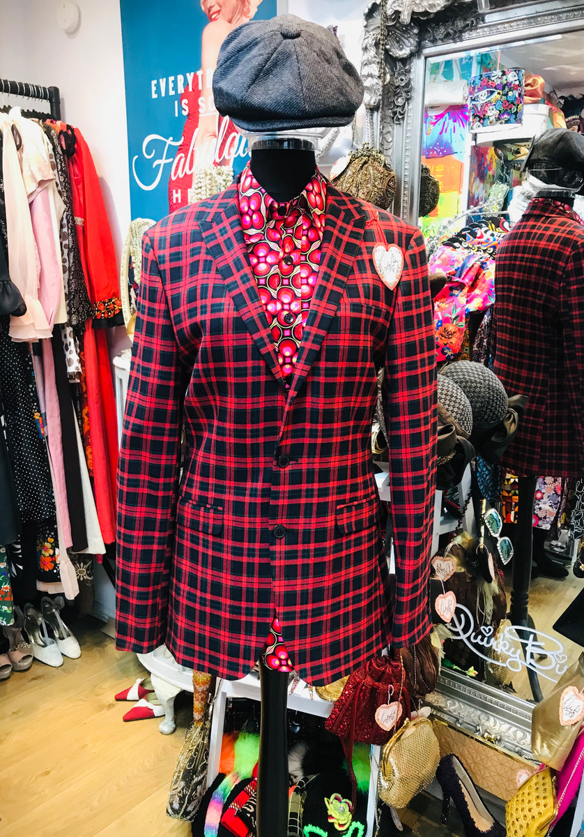 Mens red tartan on sale jacket