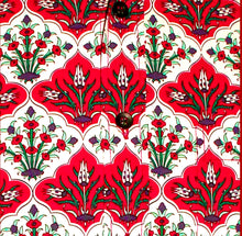 Load image into Gallery viewer, Flowers in the Tile Design long sleeved Retro 70s style shirt in creme-Red-Black
