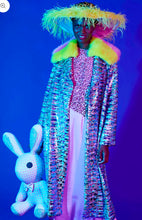 Load image into Gallery viewer, Multi Coloured Bamboo Lyocell Sequin Maxi Trench coat
