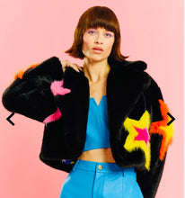 Load image into Gallery viewer, Black Hand Craft Bamboo Faux Fur Star Jacket
