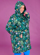 Load image into Gallery viewer, Leaves &amp; Blooms LongLine Raincoat
