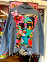 Load image into Gallery viewer, Quirkybird Customised &amp; ReWorked Denim Shaket “Butterfly Girl”
