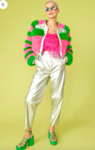Load image into Gallery viewer, Pink, Green &amp; Silver Bomber Jacket.
