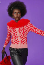 Load image into Gallery viewer, Cashmere &amp; Banana Peel Blend Red hearts Jayley Collection Cardigan
