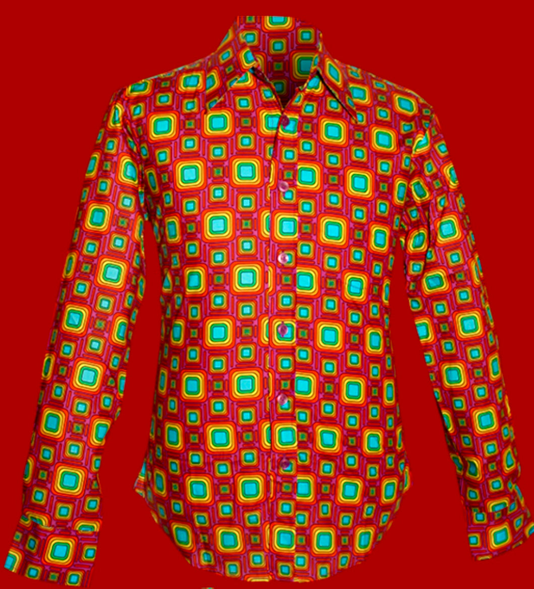 Tube Design Longsleeved Retro 70s style shirt in violet-Rainbow