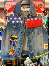 Load image into Gallery viewer, Quirkybird Customised &amp; ReWorked Denim Gilet jacket “Graffiti”
