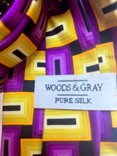 Load image into Gallery viewer, Vintage Woods &amp; Gray Purpke &amp; Yellow Silk Tie.
