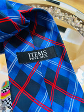 Load image into Gallery viewer, Vintage Royal Blue Silk Tartan Tie
