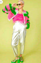 Load image into Gallery viewer, Pink, Green &amp; Silver Bomber Jacket.

