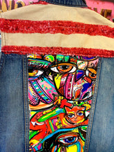 Load image into Gallery viewer, Quirkybird Customised &amp; ReWorked Denim Gilet jacket “Graffiti”
