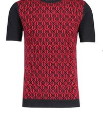 Load image into Gallery viewer, MadCap Overlook Honeycomb Knit Retro T-shirt Black/Red

