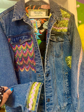Load image into Gallery viewer, QuirkyBird Custom ReWorked Vintage Denim Jacket with Funky Lining….RugRats

