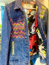 Load image into Gallery viewer, QuirkyBird Custom ReWorked Vintage Denim Jacket with Funky Lining….RugRats

