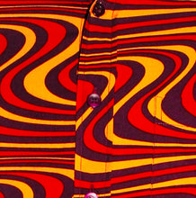 Load image into Gallery viewer, Wavy Line Design 70s Longsleeve Retro Mens Shirt- Navy Rust Dark yellow
