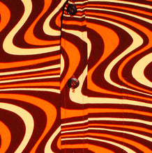 Load image into Gallery viewer, Wavy Line Design Longsleeve 70s Retro Shirt- Chocolate Orange Creme
