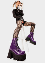 Load image into Gallery viewer, Purple Chunky Platform Ankle Boots
