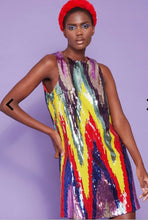 Load image into Gallery viewer, High Neck Trapeze Style Sequin Dress by Jayley
