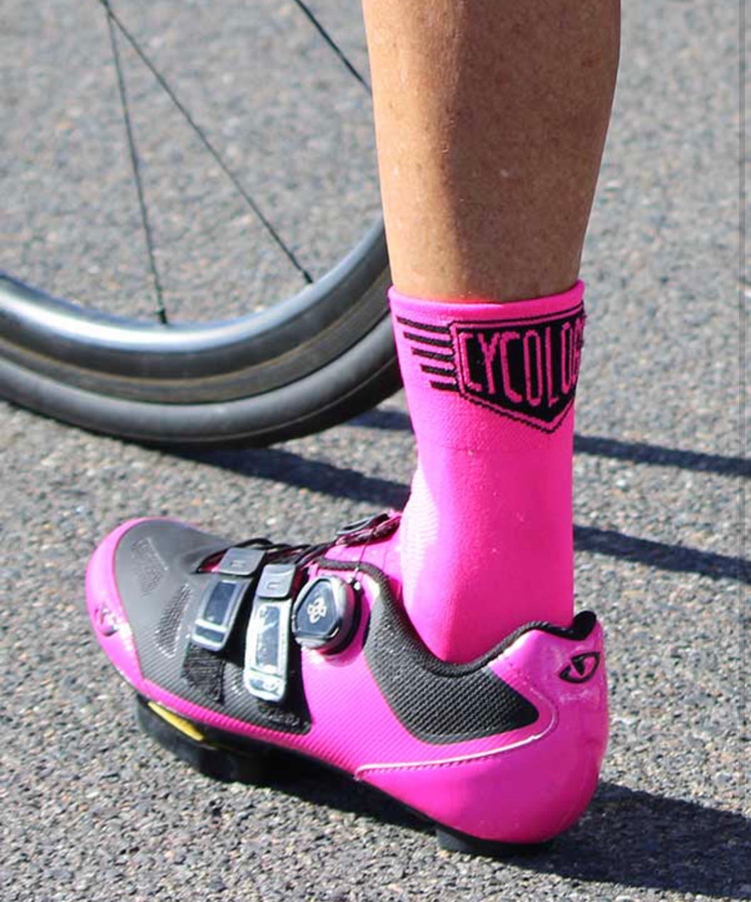 Cycology Quality Unisex Compression Cycling Socks - Design Fluoro Pink