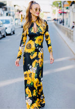 Load image into Gallery viewer, Iltokoni Sunflower Designer Classic Stretch Maxi Dress
