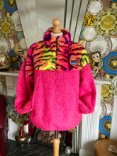 Load image into Gallery viewer, Get Crooked Custom Made Half Zip Fleece. Design Pink Teddy Fleece with Rainbow Fleece Top.
