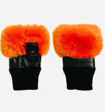 Load image into Gallery viewer, Leather &amp; Faux Fur Fingerless Gloves
