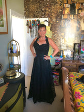 Load image into Gallery viewer, Vintage Royalty, Black Lace Evening Gown.
