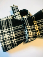 Load image into Gallery viewer, New Black Tartan Wool Self Tie Bow Tie
