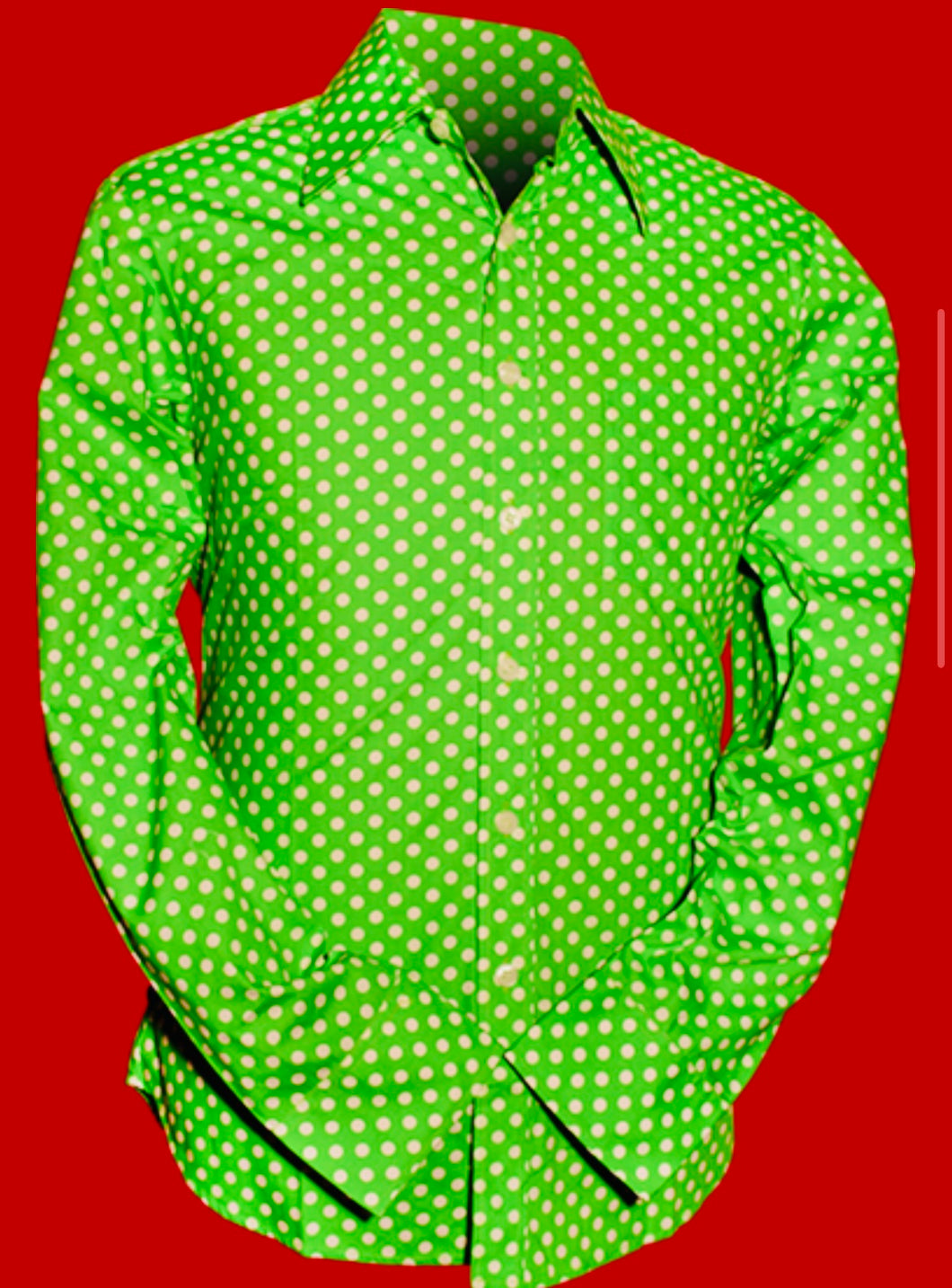 Polka Dots Green & White mens 70s Style Shirt