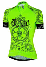 Load image into Gallery viewer, Cycology Quality Womens Jersey - Design Day of the Living Lime
