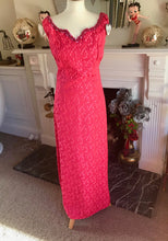 Load image into Gallery viewer, Vintage 1960s Stunning Silk Quilted Cerise Pink Occasion Maxi Dress, Size 10
