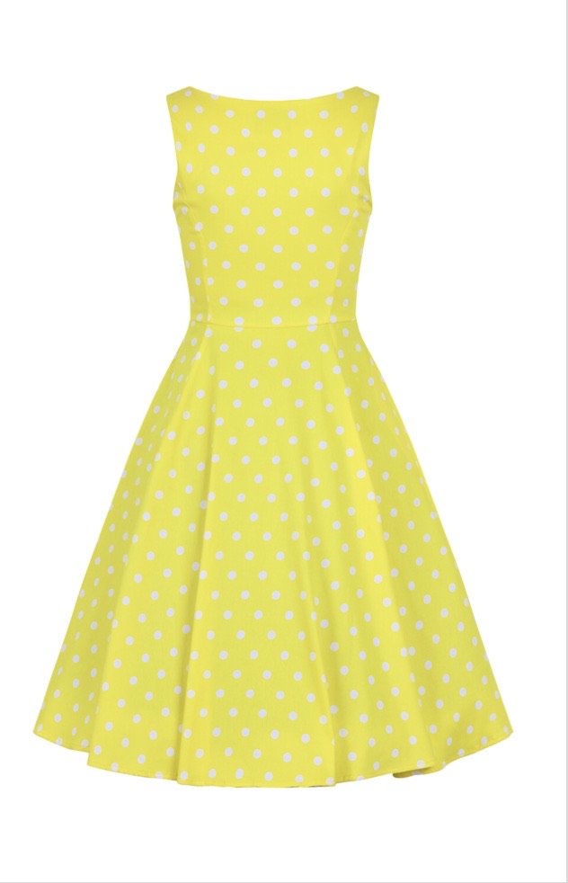 Cindy Polka Dot Swing Dress Yellow