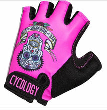 Load image into Gallery viewer, Day of the Living Pink women’s short fingered Cycology cycling gloves
