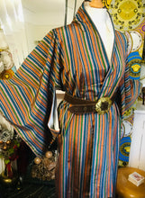 Load image into Gallery viewer, Vintage Japanese Striped Silk Kimono
