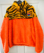 Load image into Gallery viewer, Get Crooked Custom Made Half Zip Fleece..Design Orange Teddy fur and Tiger Stripe Fleece
