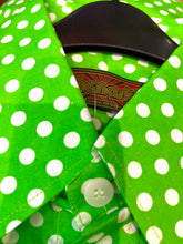 Load image into Gallery viewer, Polka Dots Green &amp; White mens 70s Style Shirt
