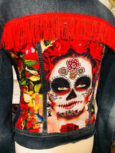 Load image into Gallery viewer, Miss Sixty Vintage Customised ‘Day of the Dead’ Denim Jacket
