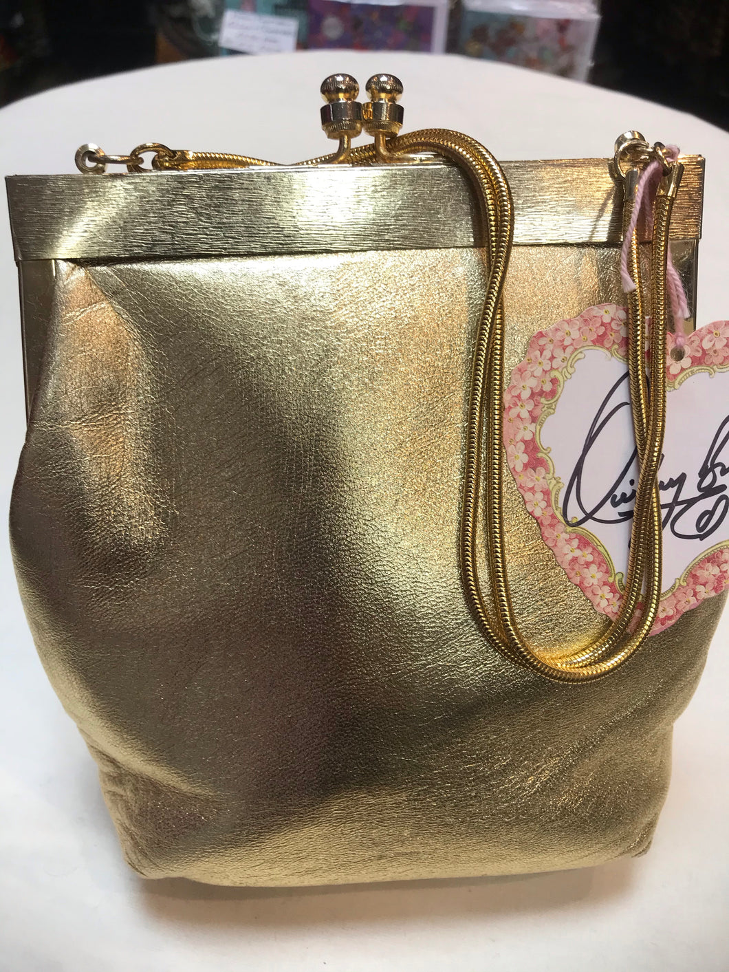 Beautiful Soft Gold Leather Vintage evening bag