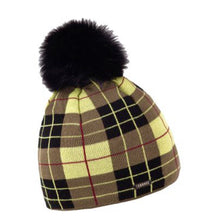 Load image into Gallery viewer, Fleece Lined Fluffy Pom Hat - Design Tartan &amp; Black Pom
