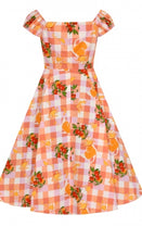 Load image into Gallery viewer, Juicy Oranges Gingham Dolores Dress
