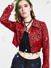 Load image into Gallery viewer, Red Leopard Print Cropped Jawbreaker Jacket
