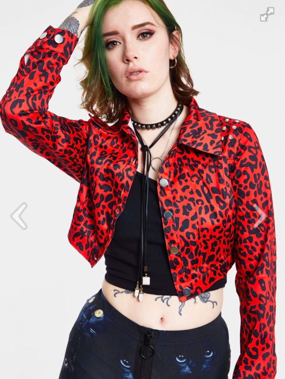 Red Leopard Print Cropped Jawbreaker Jacket