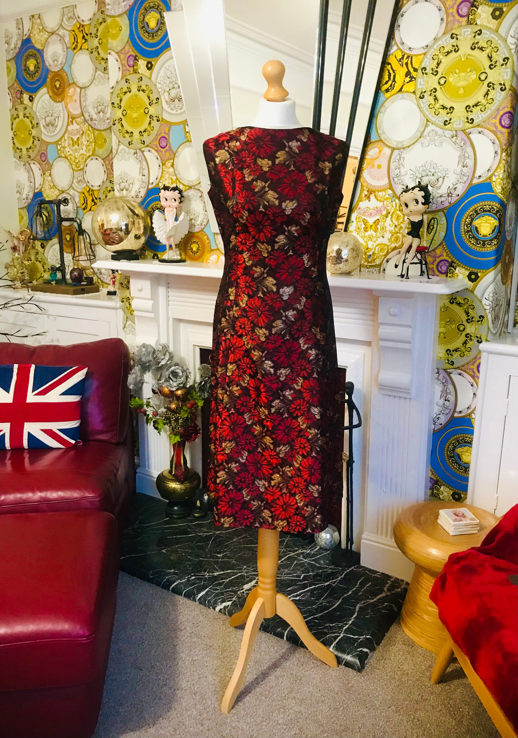 Vintage Ruby & Gold 1960s Dress