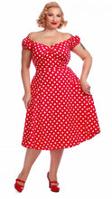 Load image into Gallery viewer, Dolores Red Polka Dot Dress
