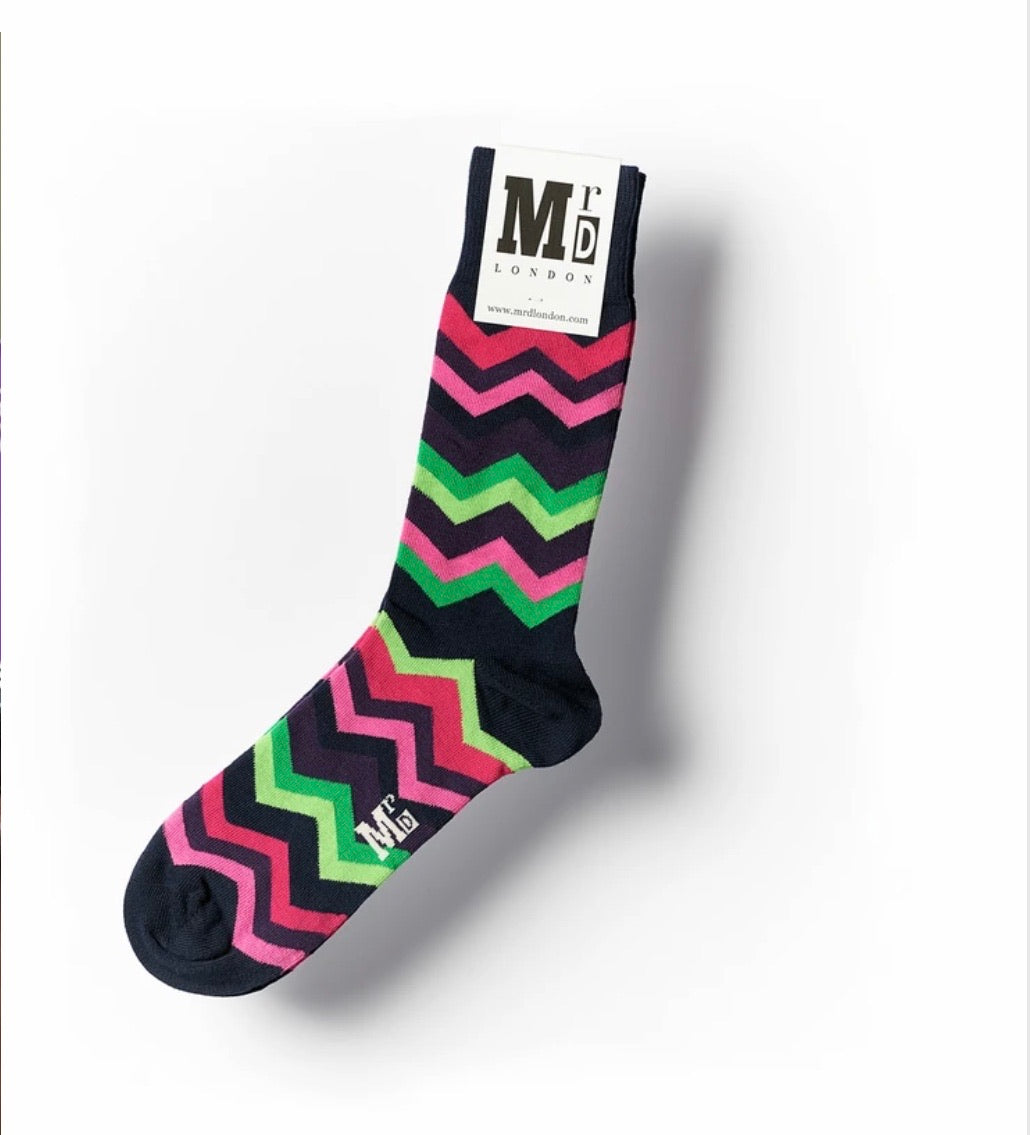 Quirky Mr D London Socks - Design Zig Zag