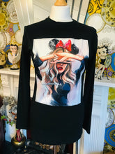 Load image into Gallery viewer, Iltokoni Quirky Designer Long Sleeved Black T-Shirt with Satin Applique Girl
