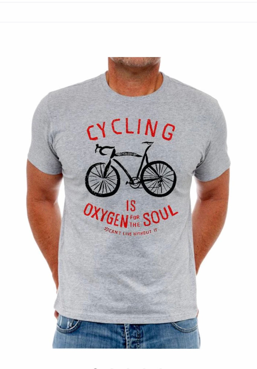 Mens Grey T-shirt-“Qxygen for the Soul”