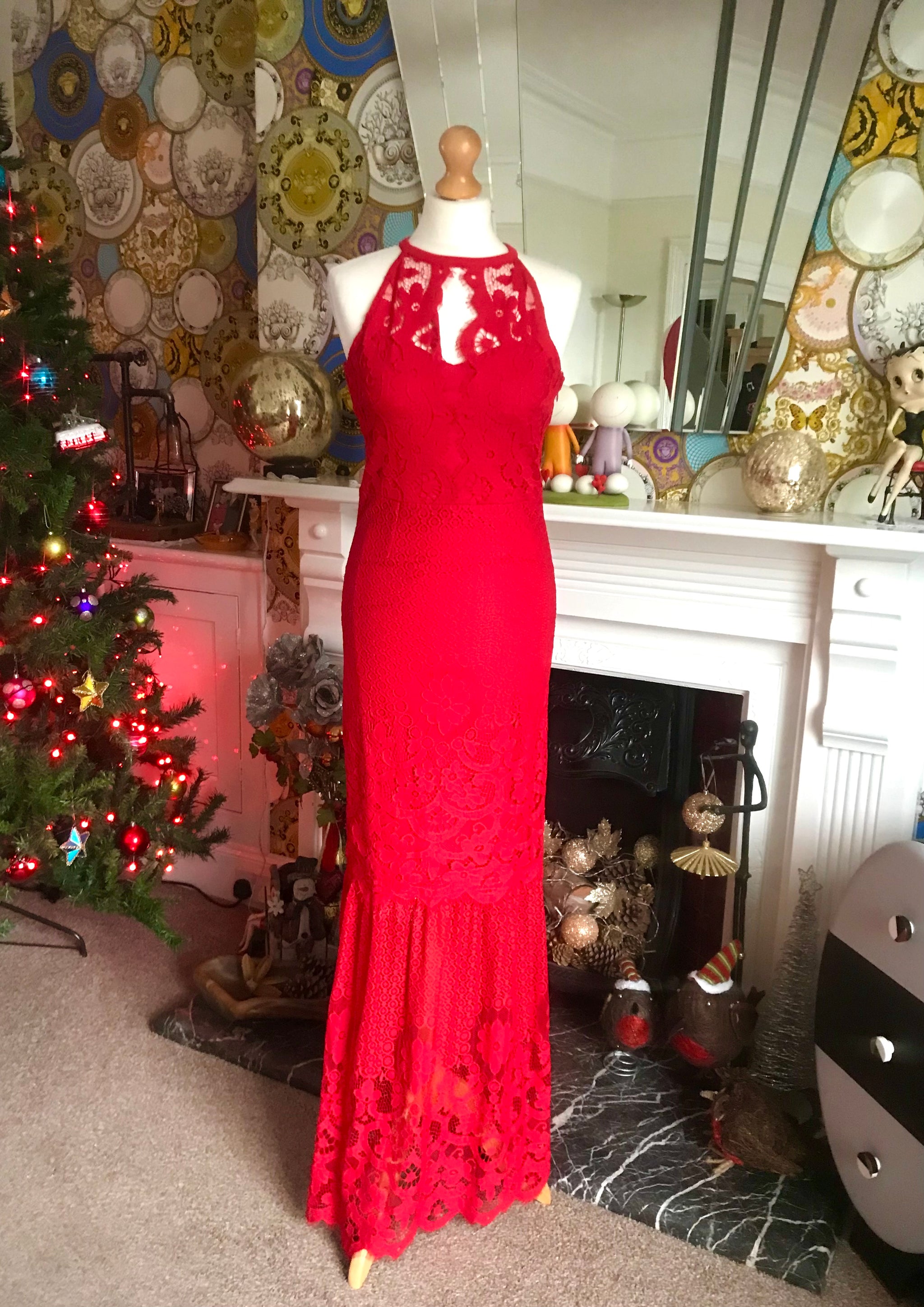 Lipsy Red Lace Maxi Dress Quirky Bird Vintage & Retro Fashion Lipsy Red Lace Maxi Dress Quirky Bird Vintage & Retro Fashion