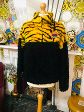 Load image into Gallery viewer, Get crooked Custom Made Half Zip Fleece. Design Black Teddy Fleece with Yellow Zebra Fleece Top.
