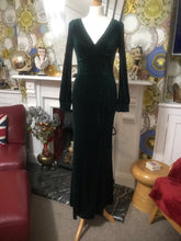 Load image into Gallery viewer, Voodoo Vixen,Ribbed Velvet maxi dress Dark Emerald.
