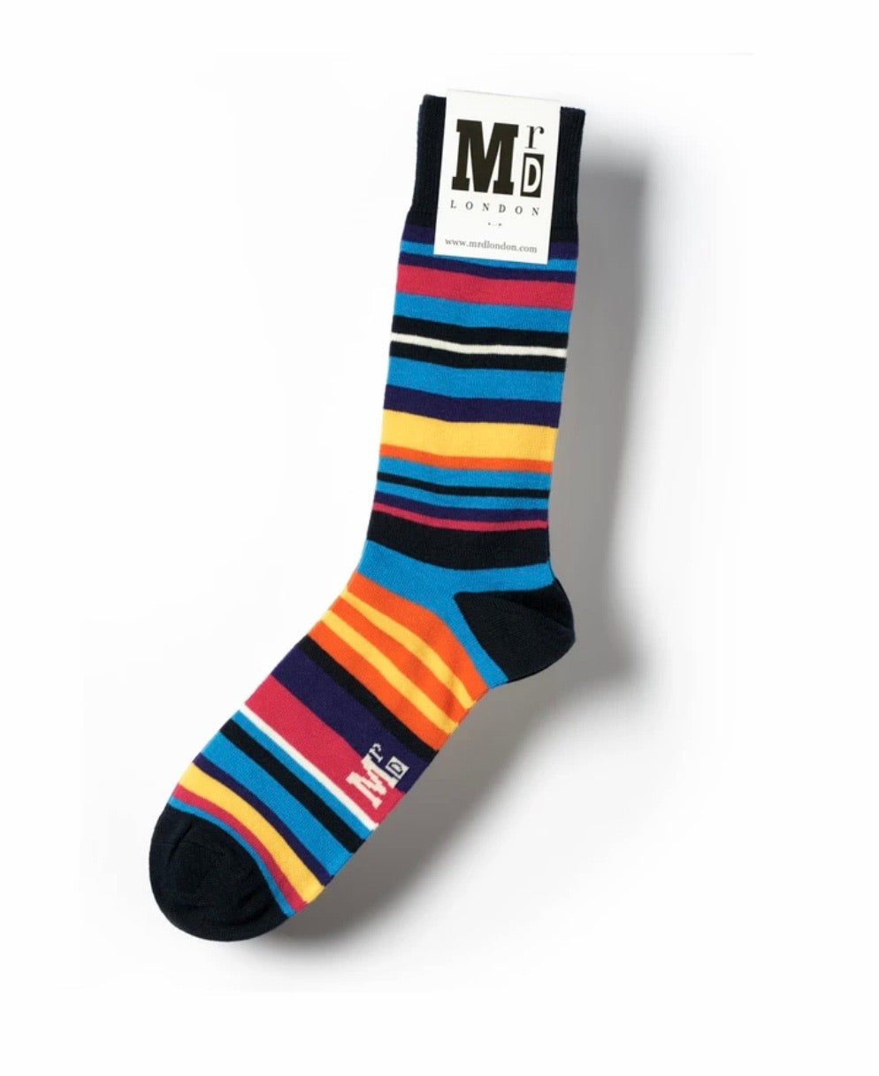 Quirky Mr D London Socks - Design Multi Stripe